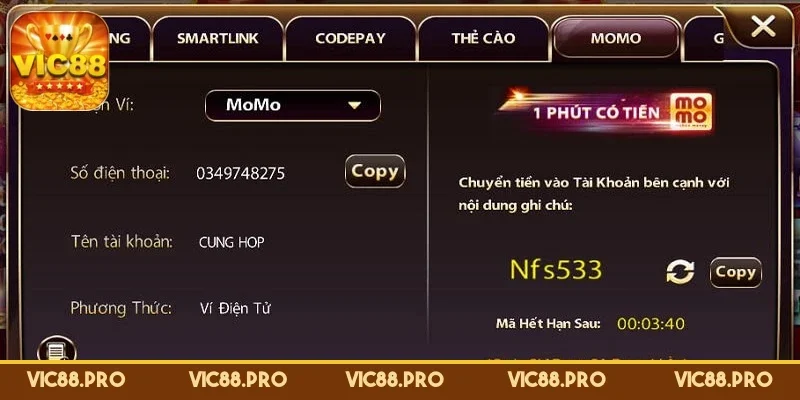 nap-tien-vic88-phuong-tien-thanh-toan
